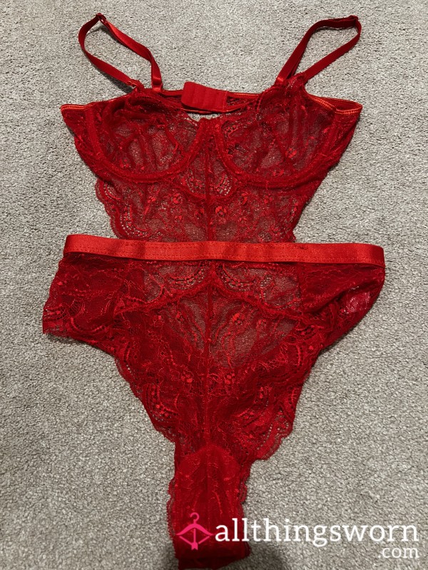 S**y Red Lacey Bodysuit