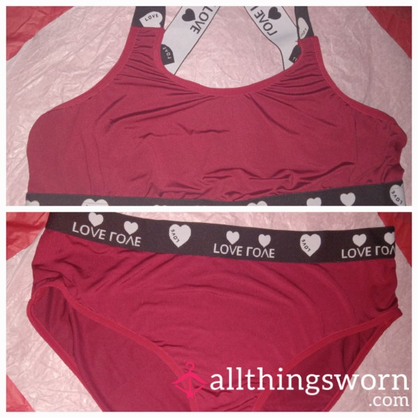 S**y Red Love Panties And Sports Bra Set