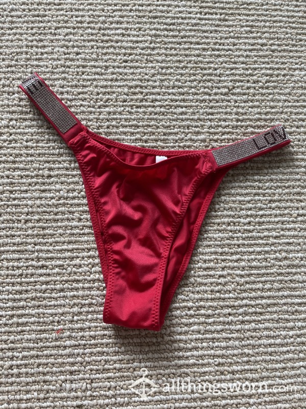 S**y Red Rhinestone Thong