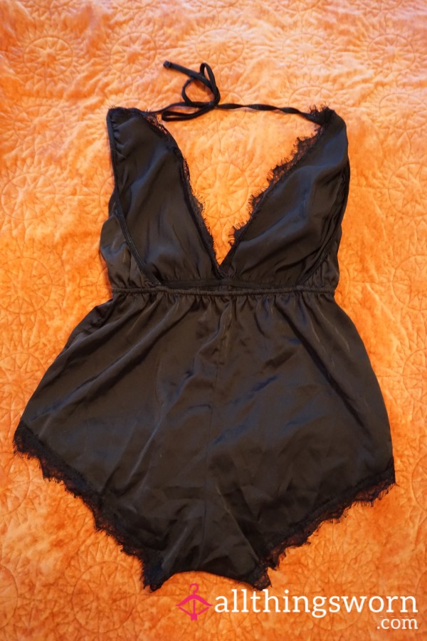 S**y Satin With Lace Romper Medium