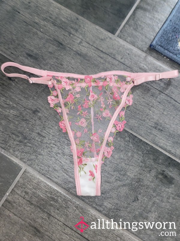 S**y See-Through Pink Flor*l Thong 💕✨