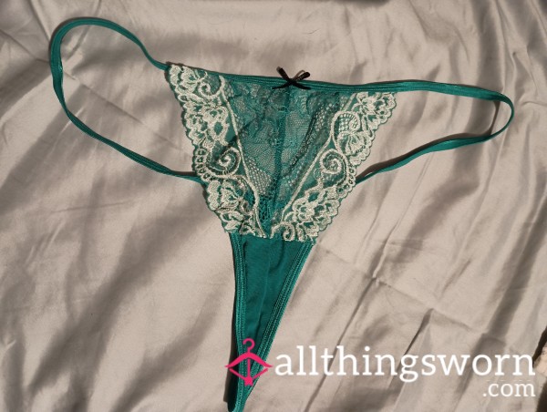 S**y Turquoise Silky Lace Thong