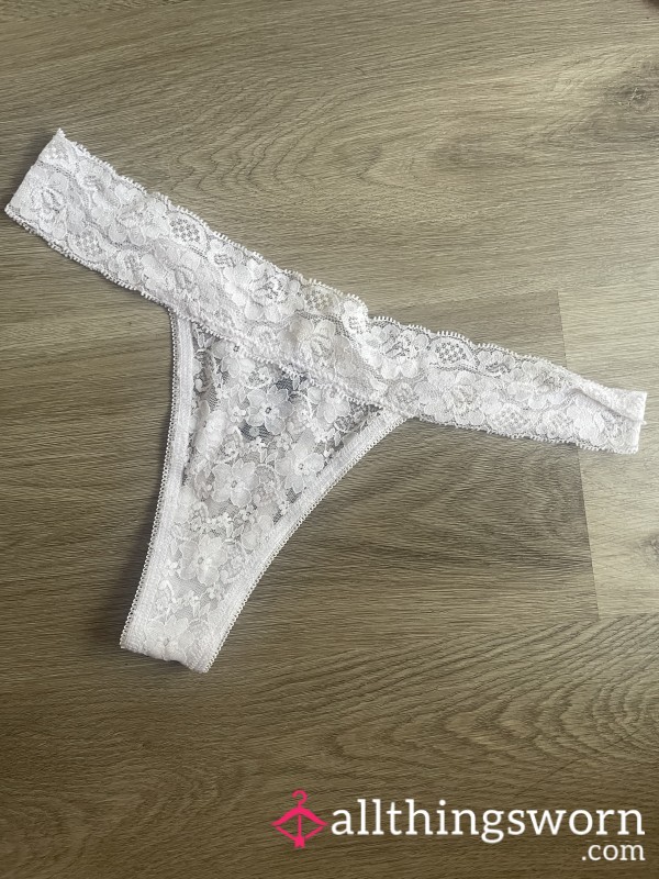 S**y White Lace Thong Worn To Your Liking