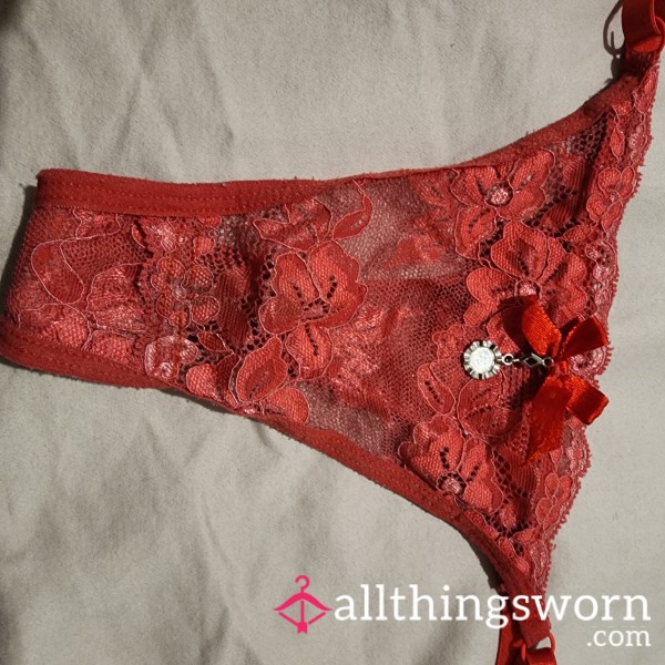 S**y Worn Red Lace G String