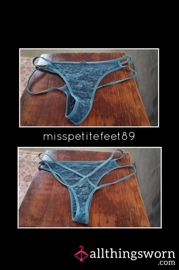 S**y XL Blue Lace Strappy Thong