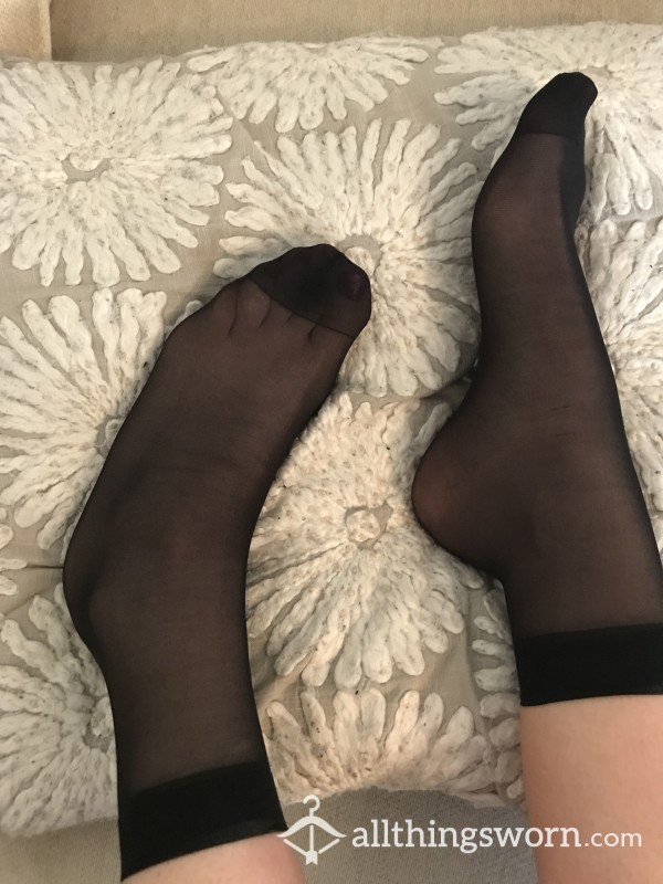 Sheer Black Crew Socks