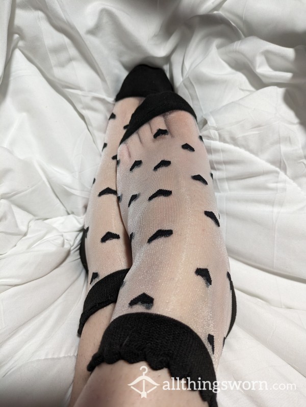 Sheer Black Heart Socks