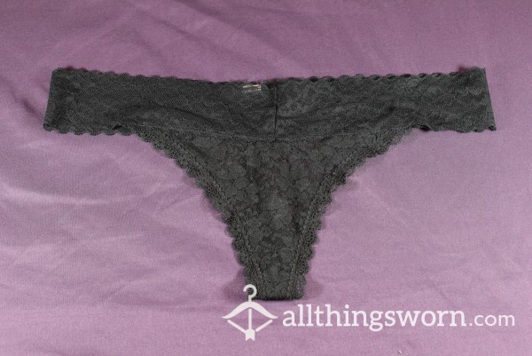 Sheer Lace Black Thong