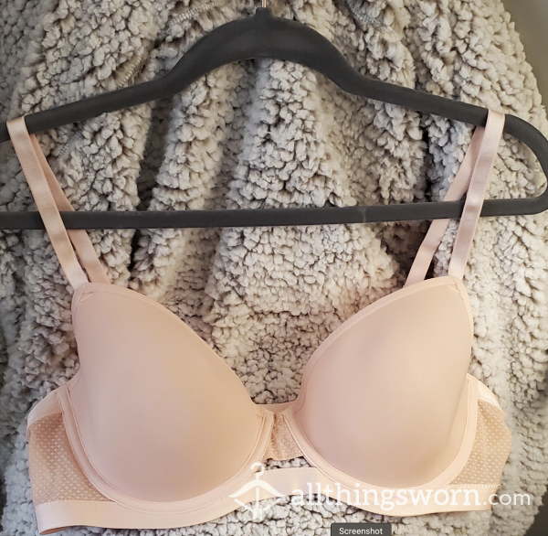 Sheer Mesh Light Peach Telltale Demi Bra. Size 38C. Gently Worn - Never Laundered