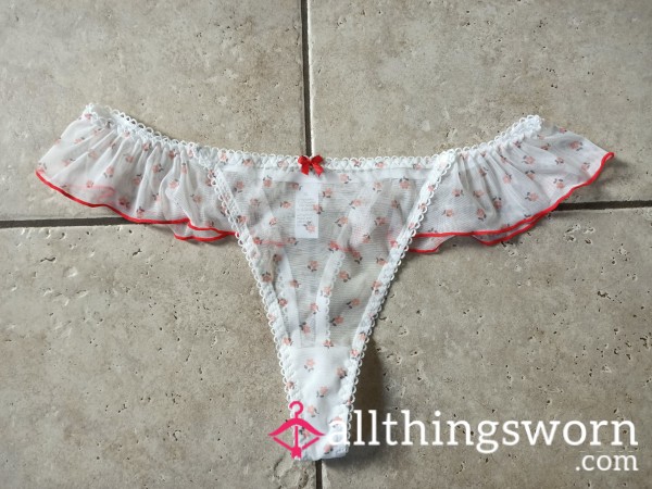 Sheer White Flor*l Thong