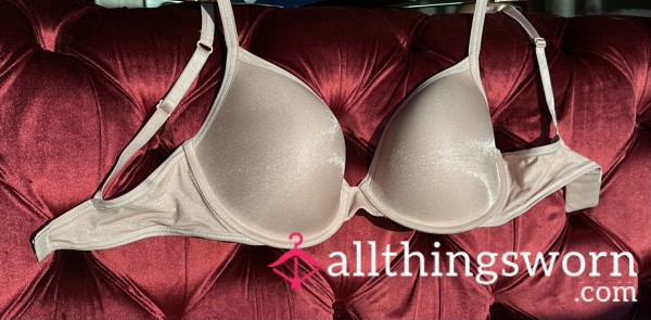 1 Day Of Wear Included🩷 Shimmery Pale Pink Full Coverage Bra From Victoria’s Secret Worn By Indian Pornstar & Desi Findomme My_DesiGirl