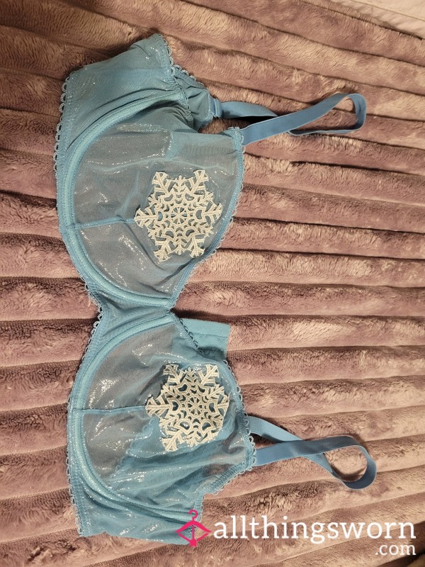 Shinmery Ice Blue Snowflake Mesh Bra