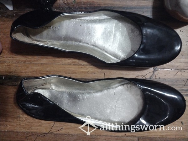 Shiny Black Flats