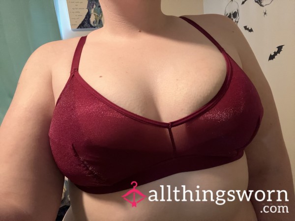 Shiny Sheer Red Sports Bra