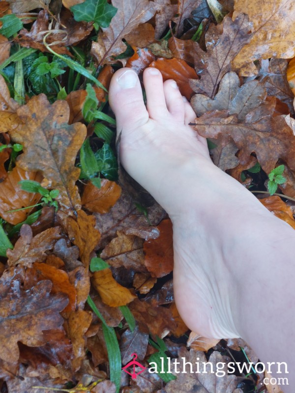 Short Clip Of Walking Barefoot In The Leaves