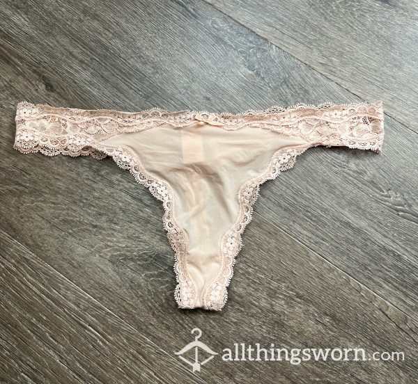 Silk Lace Soft Pink Thongs