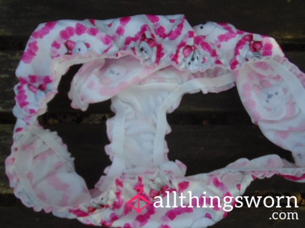 🌸Silky Look Pink And White Bear Pattern Panties🌸