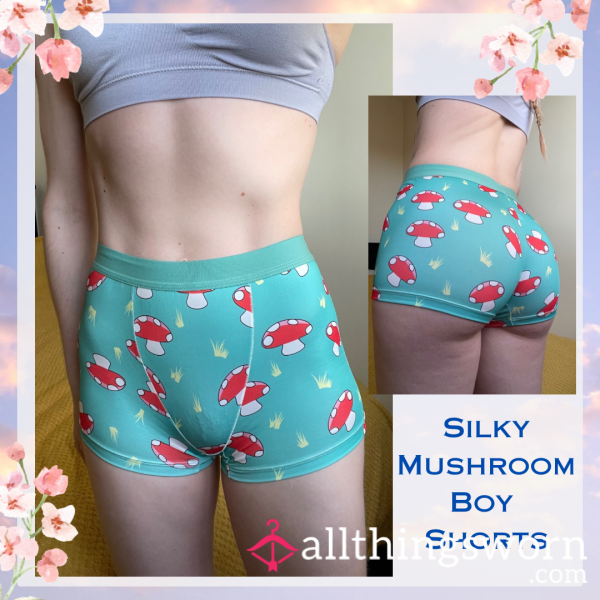 Silky Mushroom Boy Shorts 🍄 Size Small▪️1 Day Wear - £20. Longer Wears And International Shipping Available 🌎