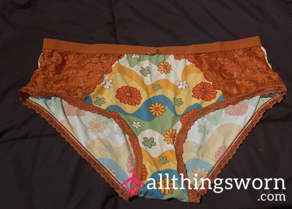 Silky Orange And Lace 3x Panties