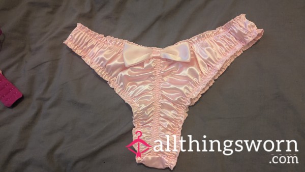 Silky Pink Panties With Bow On B*m