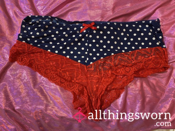 Silky Polka Dot Panties W Red Lace