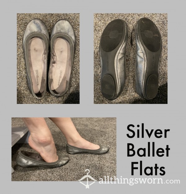 Silver Ballet Flats