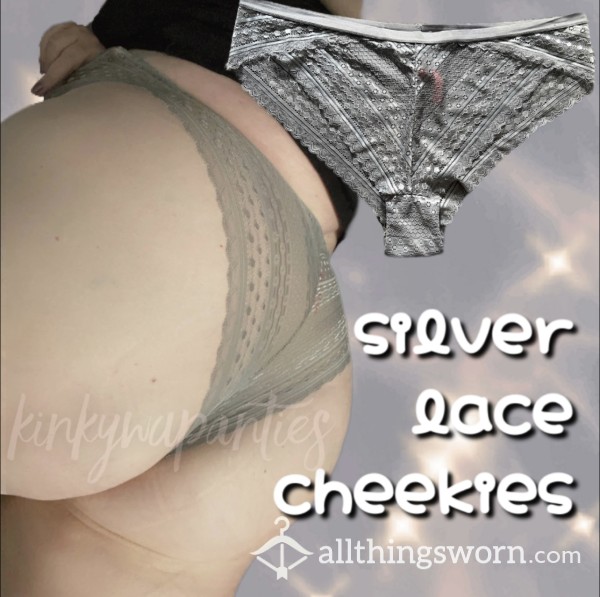 Silver-gray Lace Cheekies - 2-Day Wear & U.S. Shipping Included