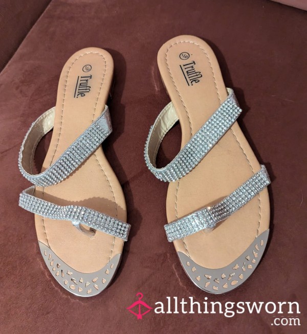 REDUCED!! ❤️Silver Sparkle Flat Sandals