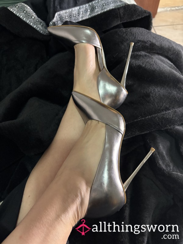 Silver Stilettos Worn By Goddess Lilly