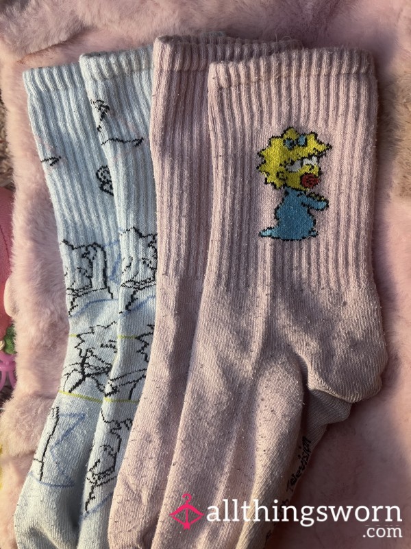 💙🩷 Simpsons Socks Bundle With 2 Minute Video + Photo-Set ♡ £3 P&P UK