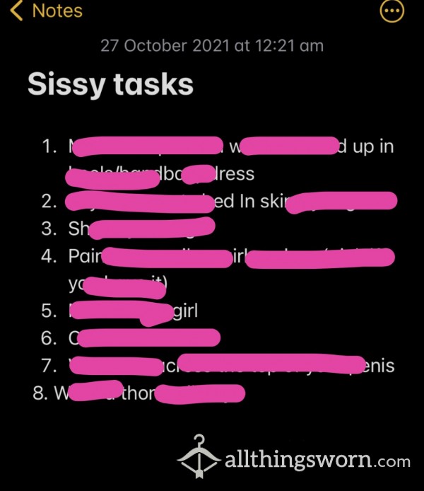 Sissy Tasks