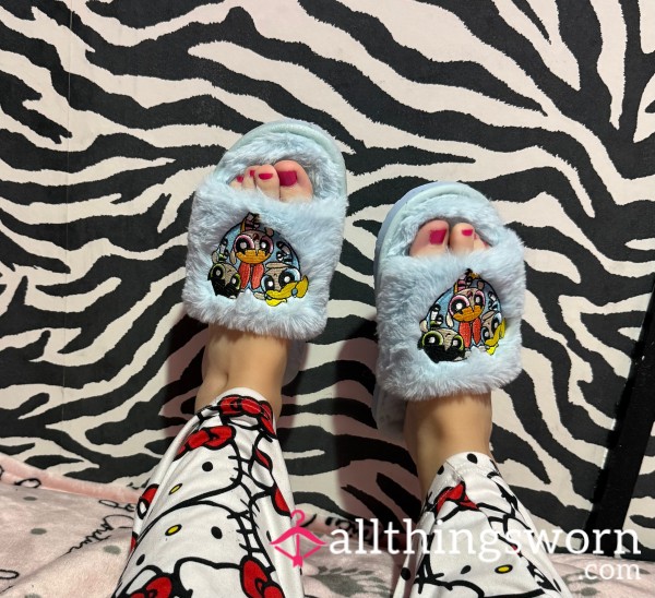 Size 2 Baby Blue Fluffy Slippers