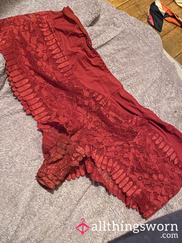 4x Worn Size 9 Red Lace Boy Shorts