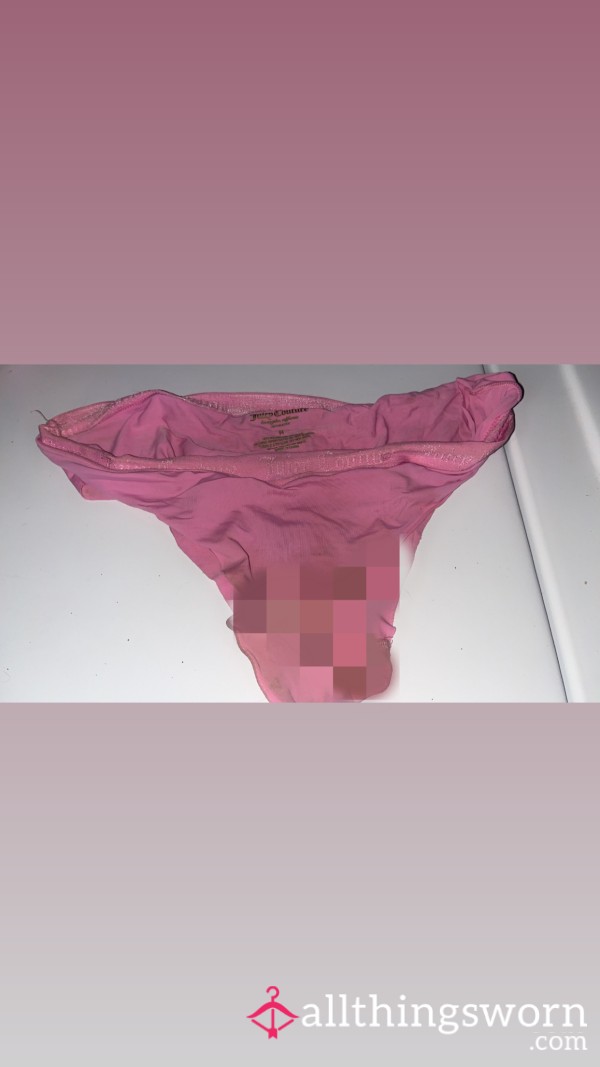 (Size M) Juicy Couture VERY STAINED Pretty Pink Cheeky Panties, Owned For Two Years Stained Both Back And Front 😘