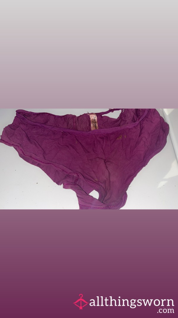 (Size M) Purple Maroon Juicy Couture Cheeky Panties, Stained 💋😈 Had For Two Years