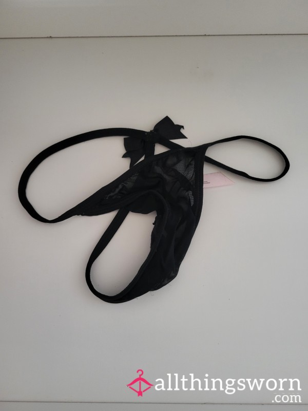 Size Small Black Bow Thong