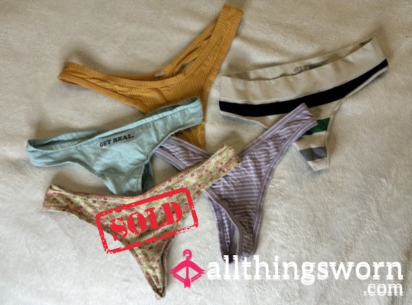 Size Small Flor*l/Striped/Solid Worn Thong Panties Size Small