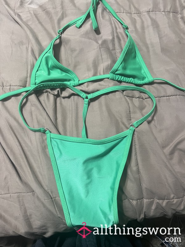 Skimpy Green Thong Swim Suit