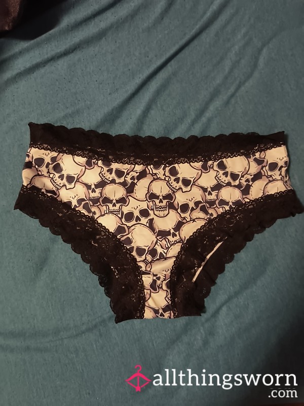 Skull And Lace Satin Boyshorts