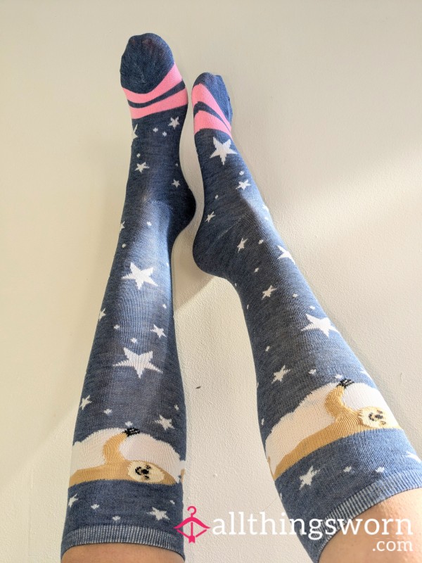 Sleepy Sloth Knee High Socks