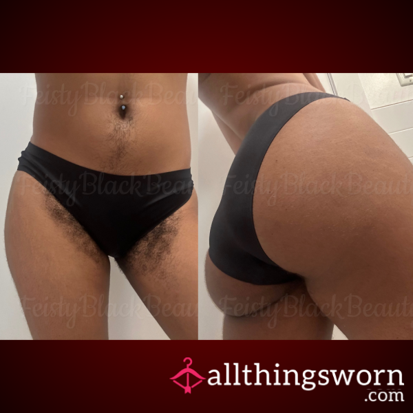 👙 Small Black Nylon Cheeky Panties 👙 (Ebony, Hairy, Hairy Pu**y, Hairy A**, Hairy Bush, Strong, Strong Scent)