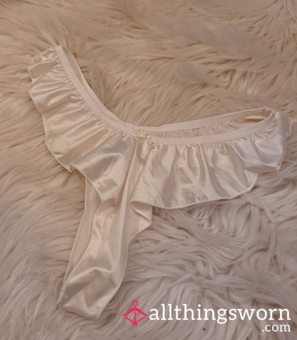 Small Cream Silky Thong