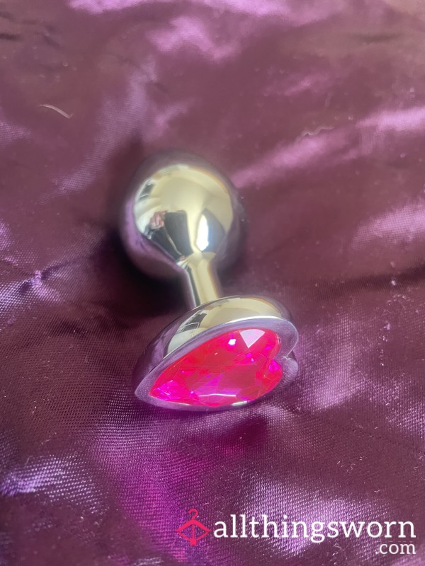 Small Used Metal Bu*t Plug With Pink Heart Gem