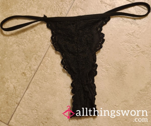 Small Unwashed Black Thong