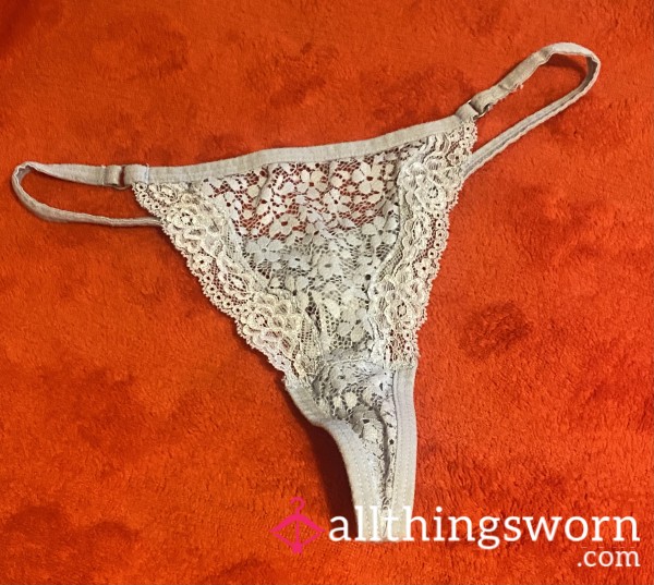 Tiny Off-white Lace Thong