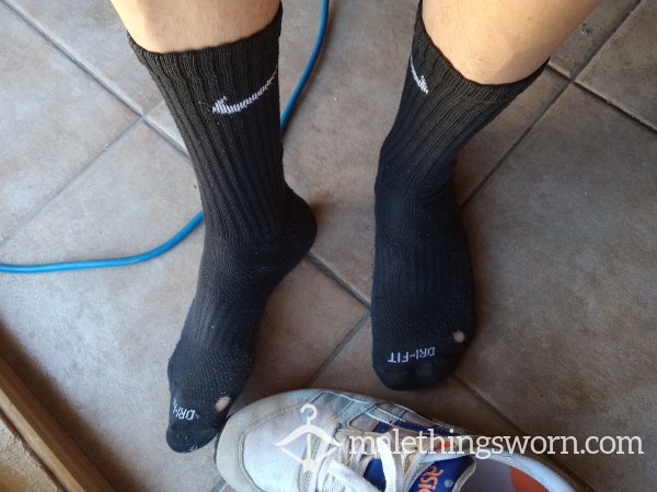 Black Nike Crew Socks With Holes