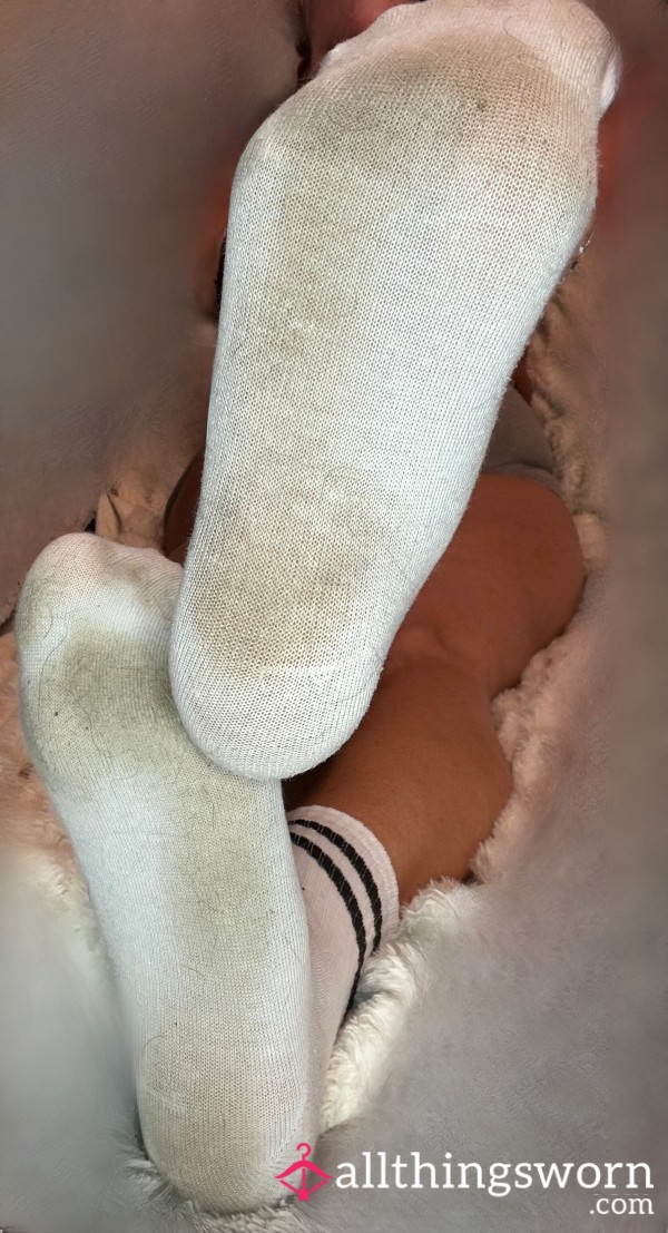 Smelly, Dirty Athletic Socks With Visible Toe Prints