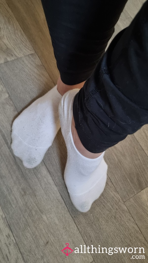 Smelly Dirty White Socks Worn In My Old Slippers And Walked Around In Just The Socks