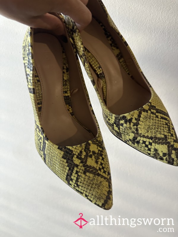 Green Snake Print Heels