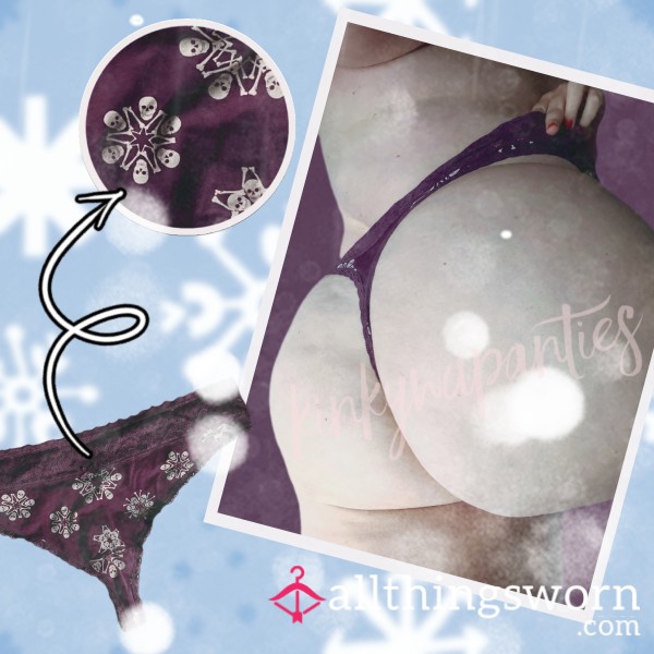 Snowflake Skull Purple Thong - Includes 48-hour Wear & U.S. Shipping